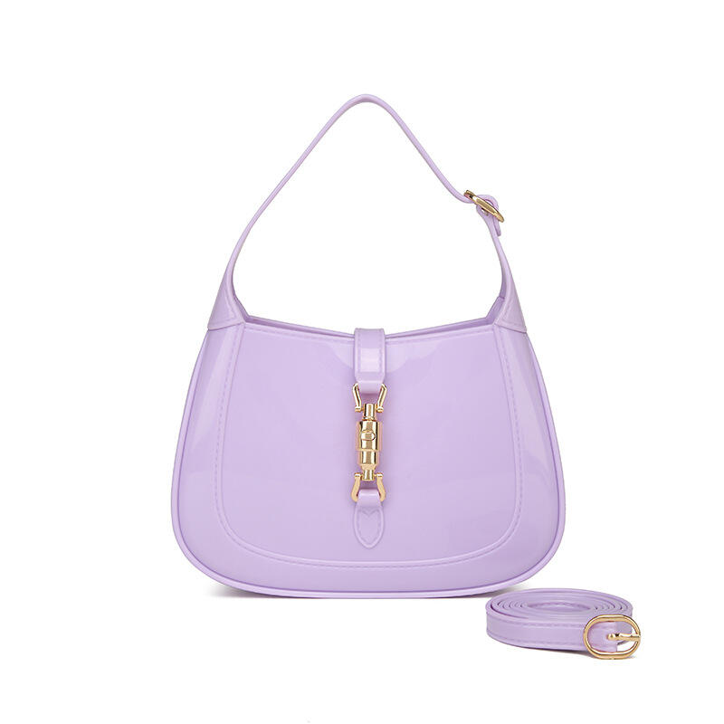 Women Shoulder Bags New Fashion Solid Color New Moon Package PVC Jelly Bags Leisure Handheld Bags Small Square Bag Crossbody Bag