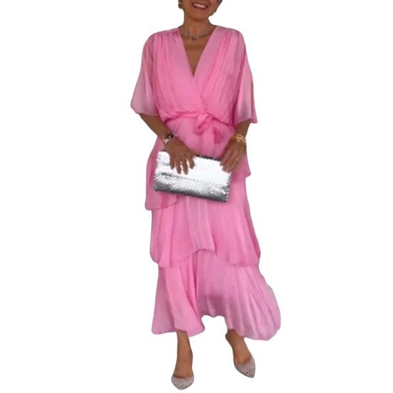 Women's Flowy Chiffon Wedding Guest Dress Ruffle Half Sleeve Empire