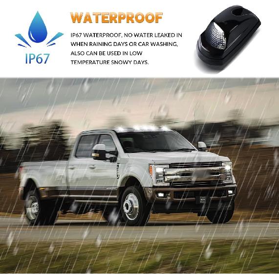 Cab Roof Top Marker Lights White Led Clearance Running Lamps for 2017-2022 Ford F250 F350 F450 F550 Super Duty Pickup Trucks, 5PCS (Smoked Black)