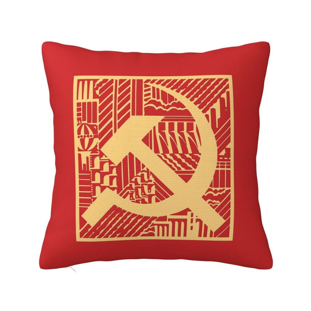 USSR Hammer And Sickle CCCP Russian Soviet Flag Square Pillowcase Cushion Cover Pillow Case Throw Pillow Cover for Home Bedroom