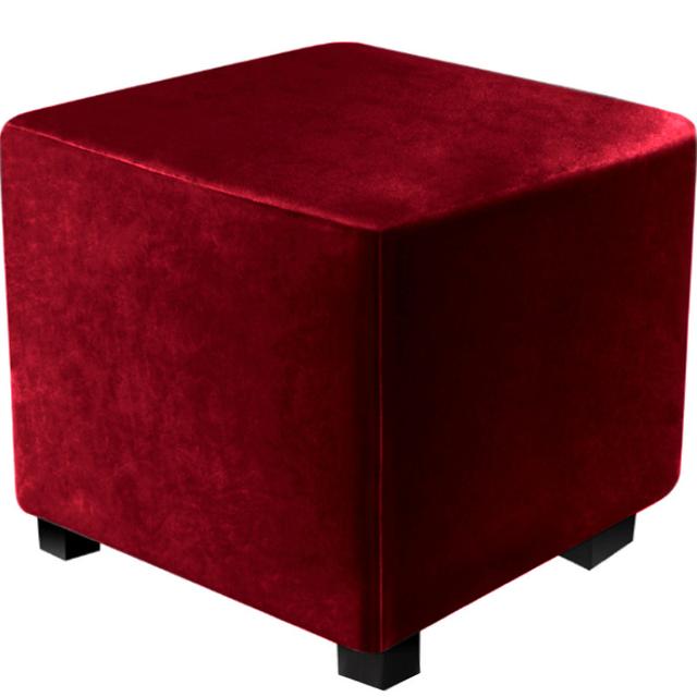 Square Elastic Ottoman Cover Thicken Velvet Footstool Covers 360 Degree All -Inclusive Chair Cover Protector For Living Room