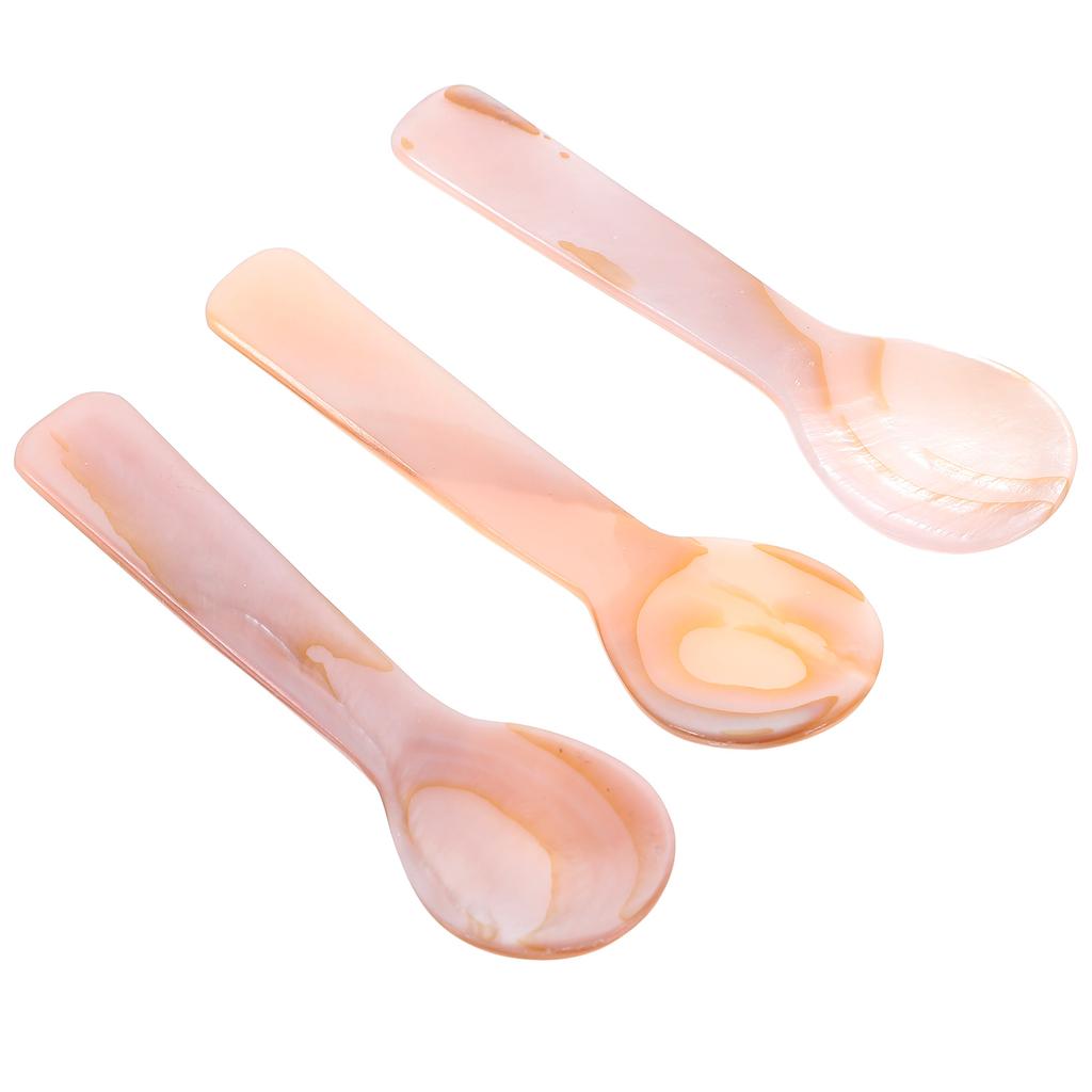 3 Pcs Pearl Mother Caviar Spoon Handmade Shell Dessert Spoons Small Soup Spoons Clear Food Spoons Household Kitchen Dining Tools