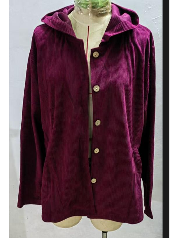 Europejski i Amerykański Damski Luźny Płaszcz ze Sztruksu z Kapturem na Jesień/Zimę