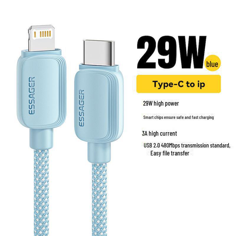 Cabo de Carregamento Rápido ESSAGER 29W Apple PD para iPhone 8-14 & iPad