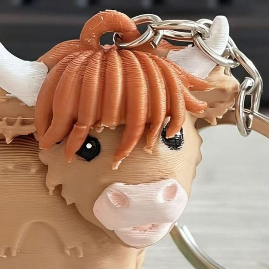 Highland Cow Keychain 3D Printed Animal Bag Pendant Cute Cow Gifts for Women Cowgirl Backpack