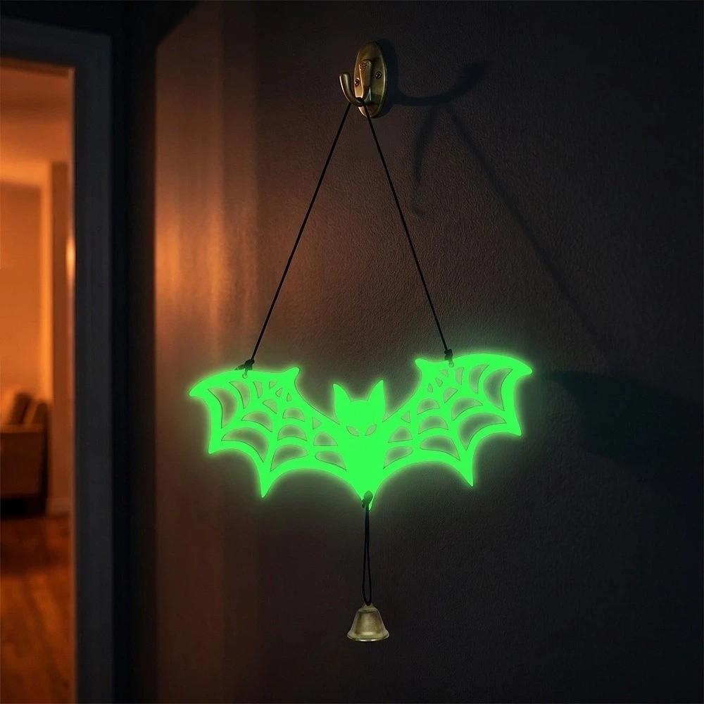 Glowing Halloween Luminous Bat Ornament Wooden Bat Wall Art Bat Door Pendant Window Fireplace