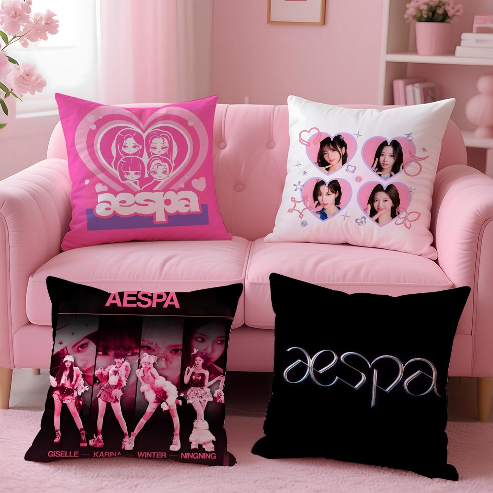Kpop Style - Aespa Cushion Cover Cushion Cover Set 4Pcs 50X50 45X45 40X40 Pillowcase Decorative Sofa Home Decor