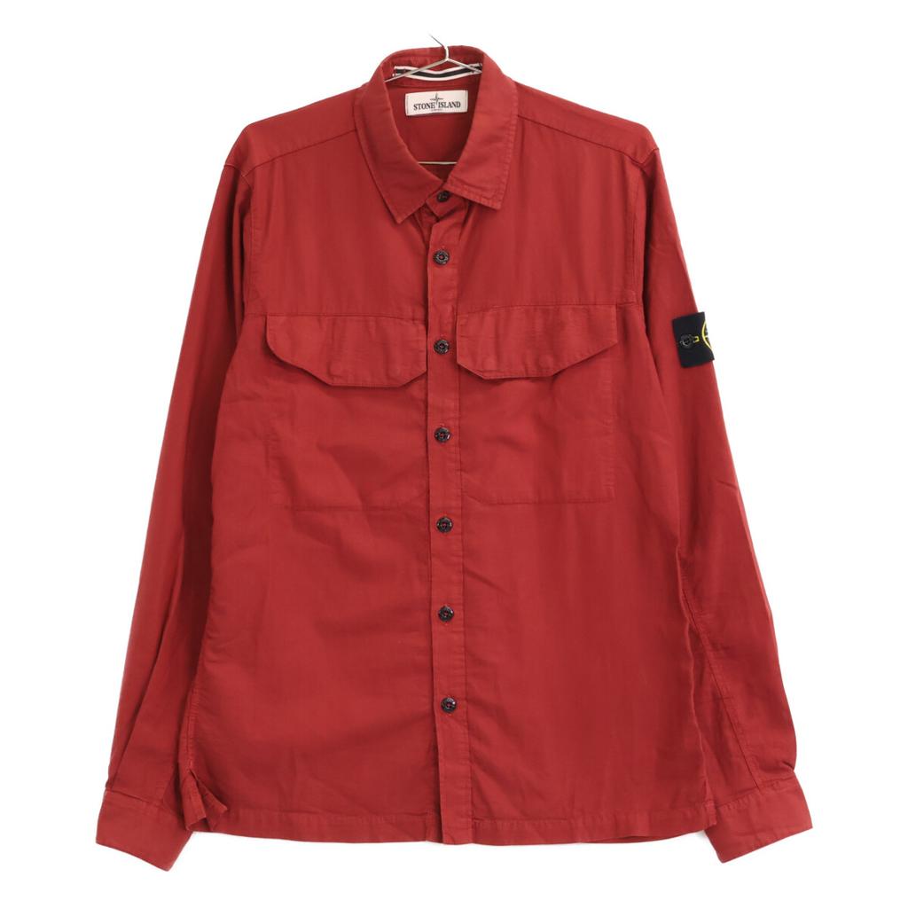 STONE ISLAND Red Garment Dye Long Sleeve Shirt tops M RedUsed