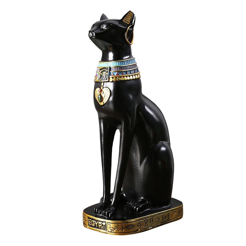 Egyptská kočičí bohyně Bastet socha ozdoba Egyptská sběratelská zvířecí sochařská figurka pro kancelářskou polici, stůl, skříňku