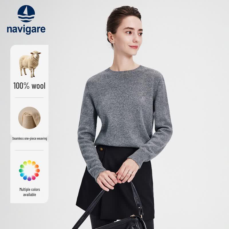 Navigare 2026 A/W Women's 100% Wool Round Neck Sweater