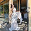 Ancient Greek Muse One Shoulder Ribbon Dress Summer White Fairy Light Wedding Dress Photo Dress Vacation Beach Dress
