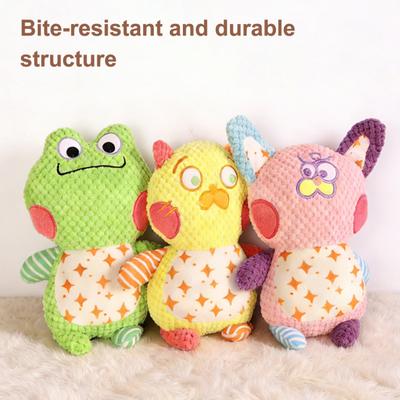 Yousheng Plush Animal Dog Chew Toy Boredom Stress Relief Squeaky Frog Cat Rabbit Plushie Bite Resistant Dog Teething Cleaning Interactive Animal