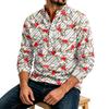 Top casual bărbătesc, croială largă, cu imprimeu de Crăciun și buzunar