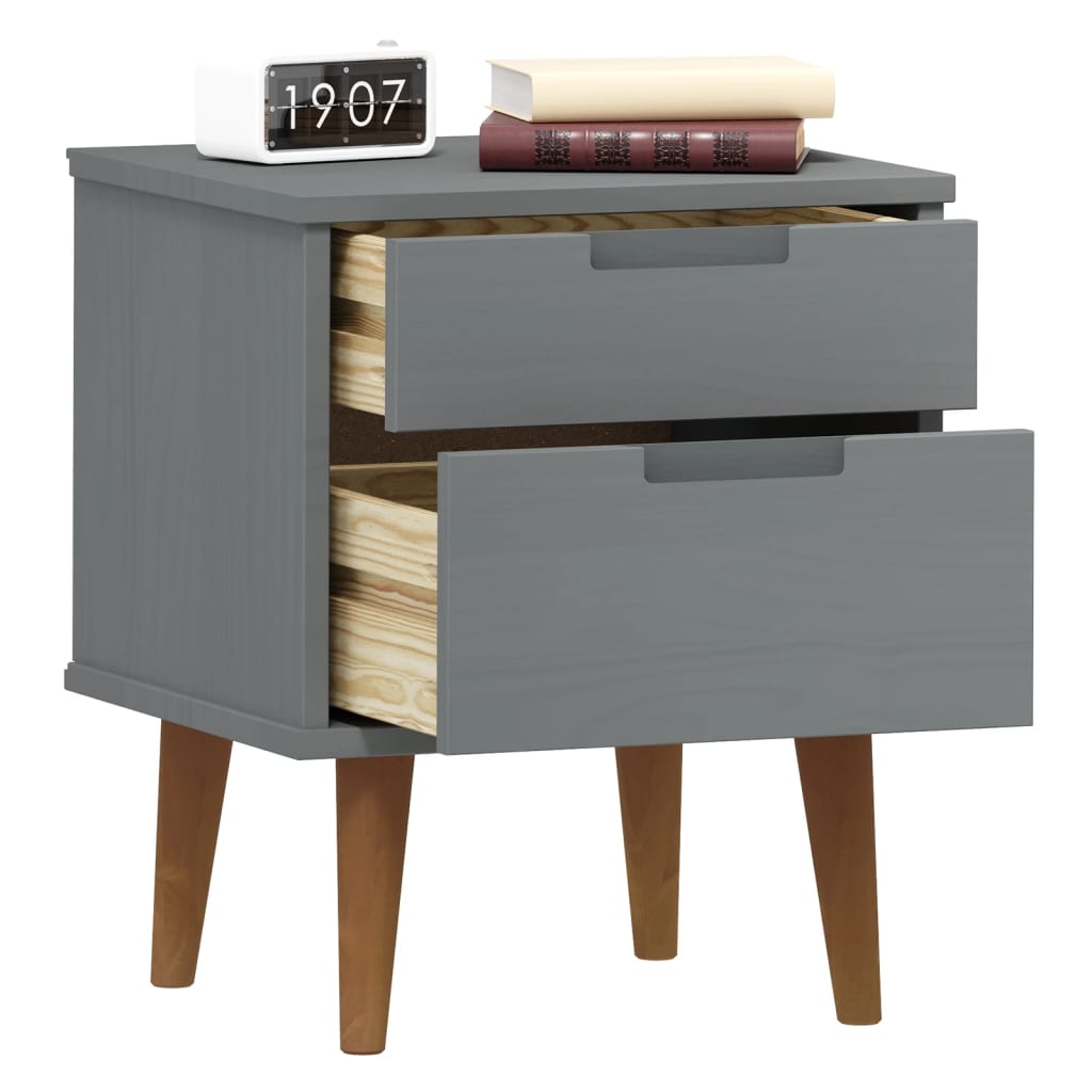 Nightstand MOLDE Gray 40x35x48 cm Solid Pine Wood