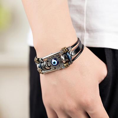 Lucky Eye Turkish Evil Eye Bracelets Punk Multilayer Leather Handmade Bracelet