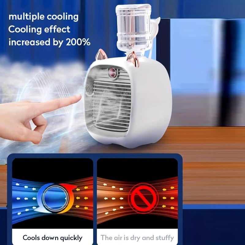 Portable Air Conditioner Fan Electric Fan Desk Misting 1200mAh 3 Gear Air Conditioner Water Cooling Fan USB Type-C Charging Spray Humidifier Fan 