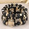 Bohemian Heart Tree Charm Bead Bracelets Set New Statement Multilayered Bracelets Pendant Charm Stretch Bangles Female Jewelry