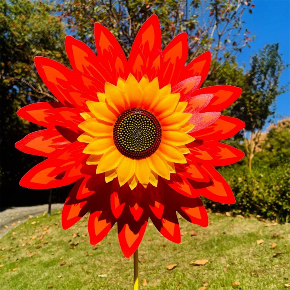 Mehrere Stile Drehende Sonnenblume PVC-Stab Stehende Rasenblume Windrad Outdoor Party Picknick Dekoration