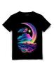 Colorful Synth Moon Graphic T-Shirt Design Unisex Jersey Short Sleeve Tee