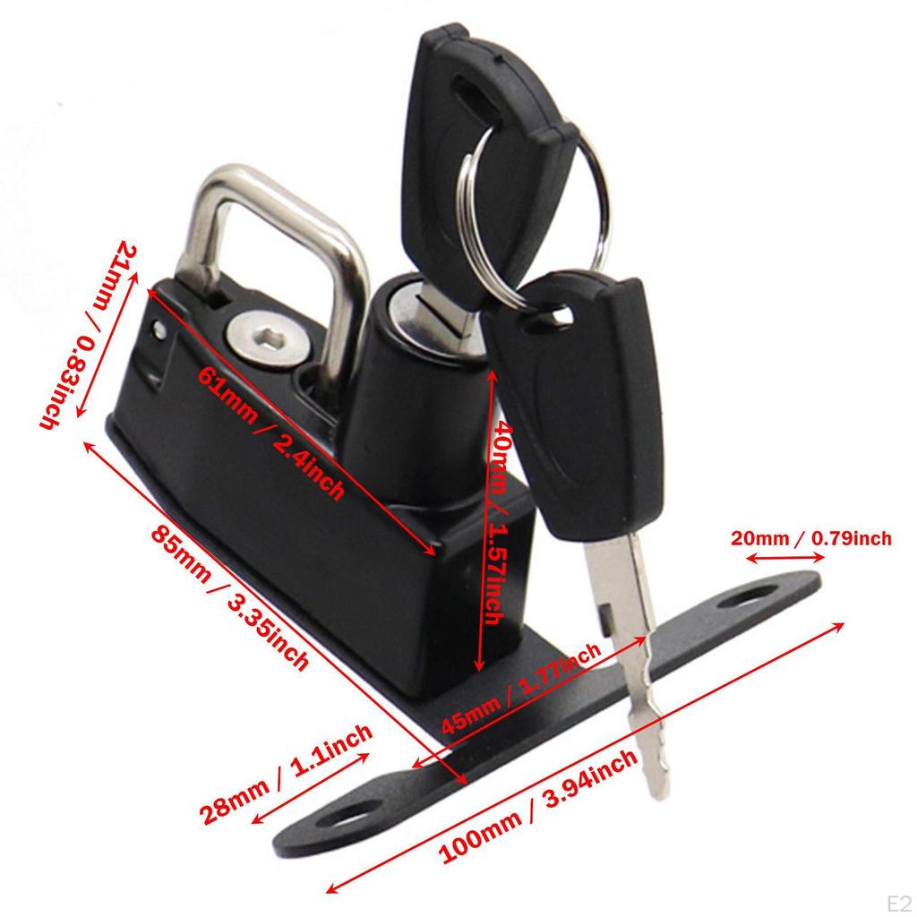 Helmet Lock Security Compact Aluminum Alloy Motorbike Accessories with 2 Keys Mount Hook for