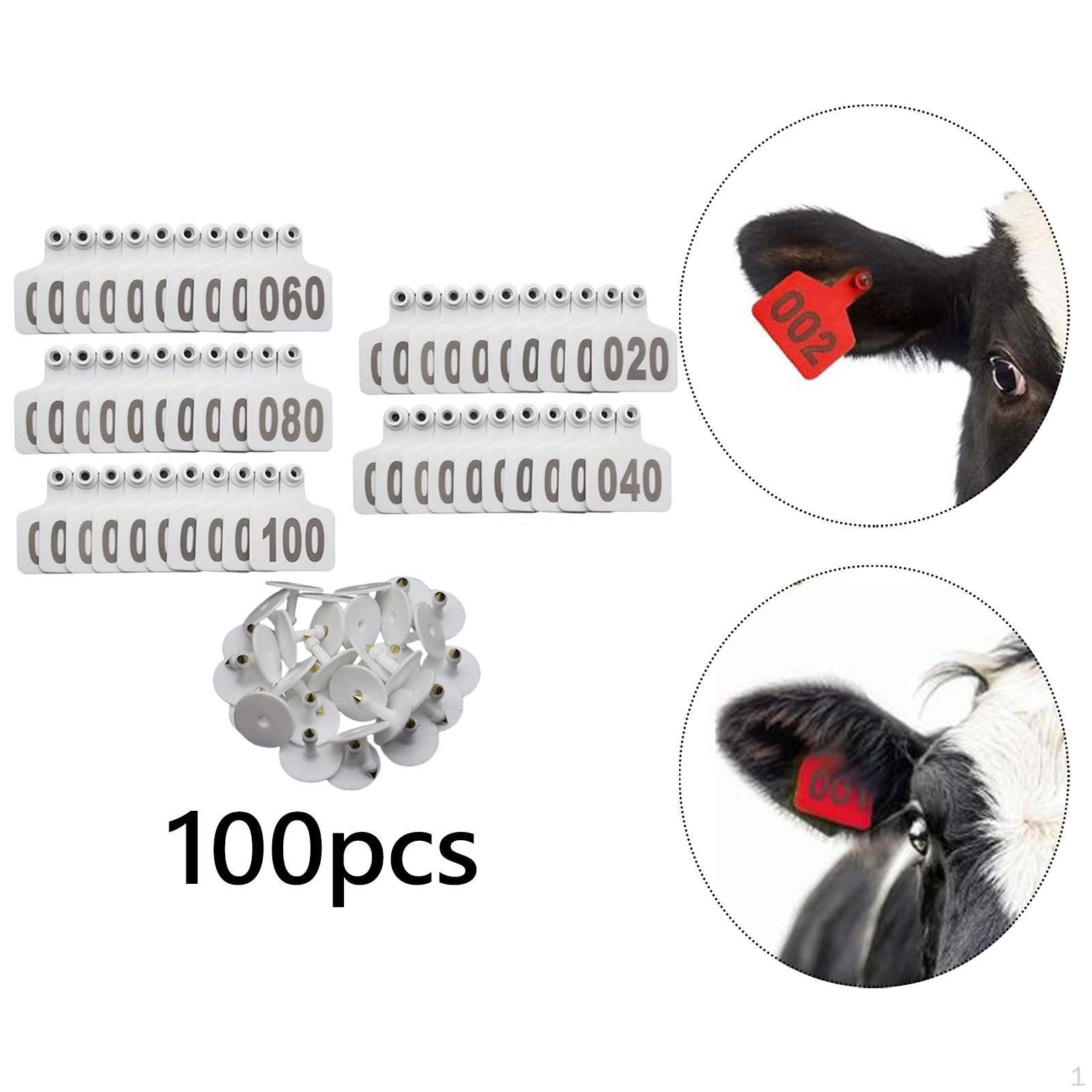 

100 вушних бирок великої рогатої худоби Фермерські товари ID корови для тваринництва білий