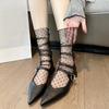 Sexy Transparent Polka Dot Lace Socks Women Thin Silk Sheer Stacked Socks Summer Chic French Style Elegant Femme JK Lolita Socks