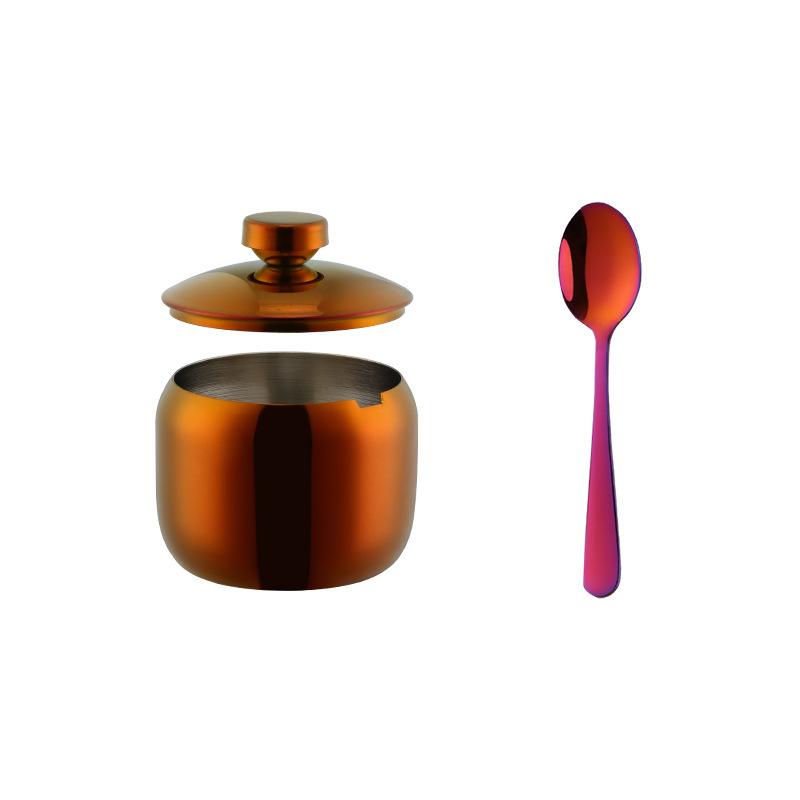 stainless steel seasoning jar Seasoning Jars Korean Style Condiment Pot Spice Container with Lid Salt Organizer Kitchen Tools