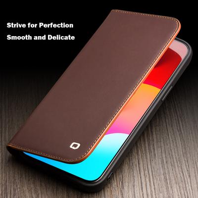 Qialino Originálne kožené výklopné puzdro Pre Iphone 16 15 Plus Stojan Ručne vyrobený Business Kryt S Vreckami Na Karty Pre Iphone 16 15 Pro Max