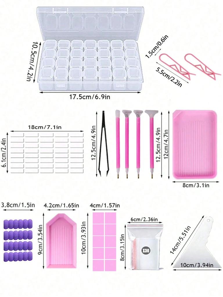 DIY Diamond Painting Tools and Accessories Set 12 18 29 37 45 56pcs for Kids and Adults with Box Pen Tweezers Glue Corrector and Complete Kit