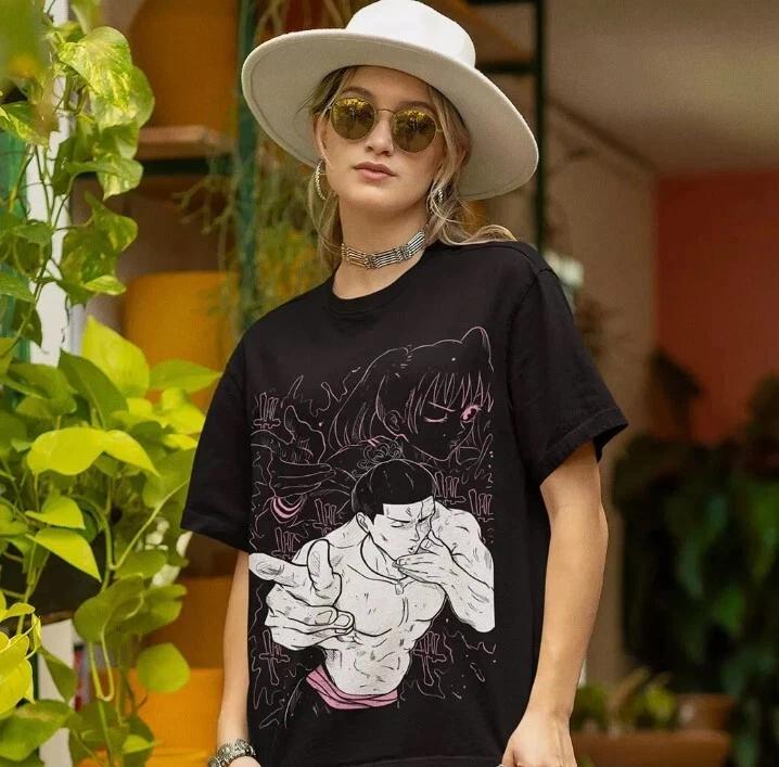 Anime Yuji Itadori Tshirt Todo Jujutsu Kaisen Gojo Horror Black Tee S