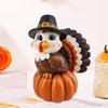 Holiday Gift for Friends And Family Resin Turkey Pumpkin Ornament Thanksgiving, Autumn Harvest Festive Tabletop Cute Statue Figurine with Retro