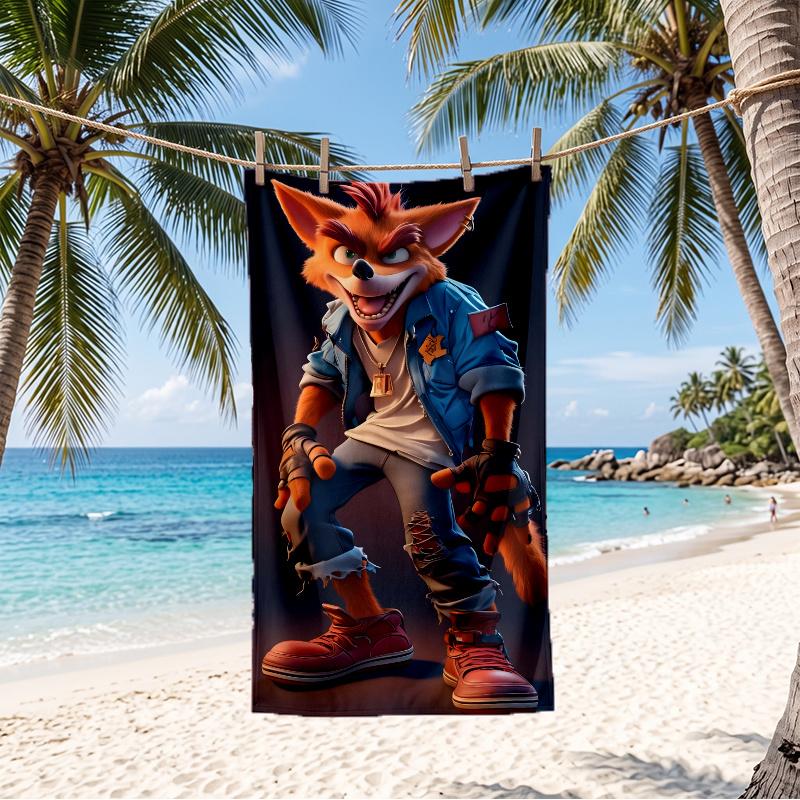 Crash Bandicoot (5) Beach Towel Large Towel For Pool Summer Vacation Bath Gift