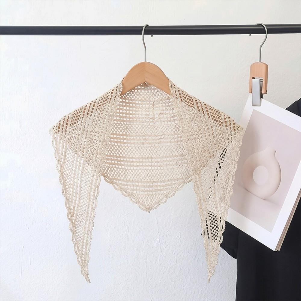 Solid Color Hair Scarf Hollow Out Lace Scarf Fashion Triangle Wrap Women