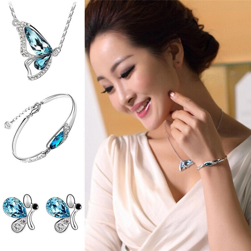 Butterfly Jewelry Sets Necklace + Earring+Bracelet  Set