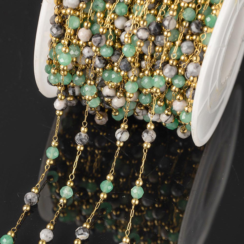 Colorful Crushed Natural Stone & Stainless Steel Necklace Chain for DIY Jewelry