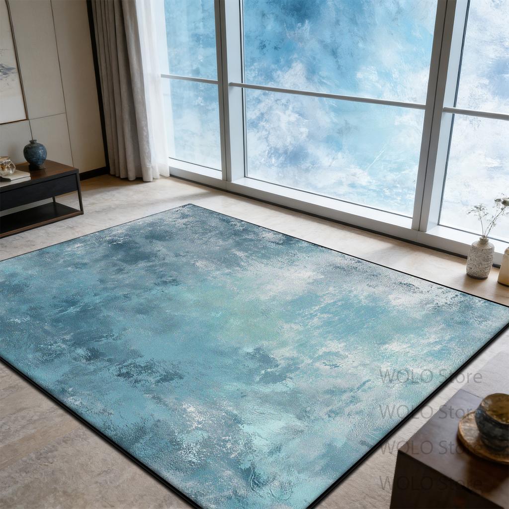 Vintage Blue abstract Carpet Luxury Living Room High-end washable Rug Bedroom Bed End Anti-slip Customizable Floor Mat Office