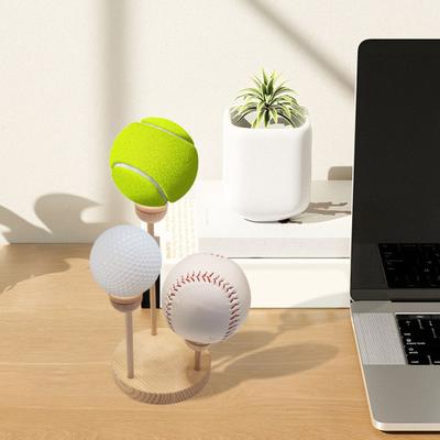 1 Set Wooden Baseball Display Stand 3 Balls Show Holder Multifunction Tennis Golf Sports Balls Base Desktop Rack Baseball Enthusiast Gift