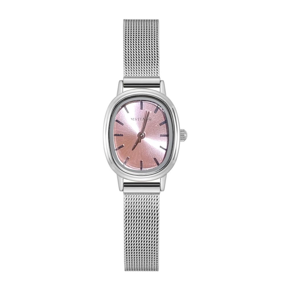 Simple Oval Dial Women's Watch Stainless Steel Green Ladies Wristwatches Purple Quartz Watch Gifts