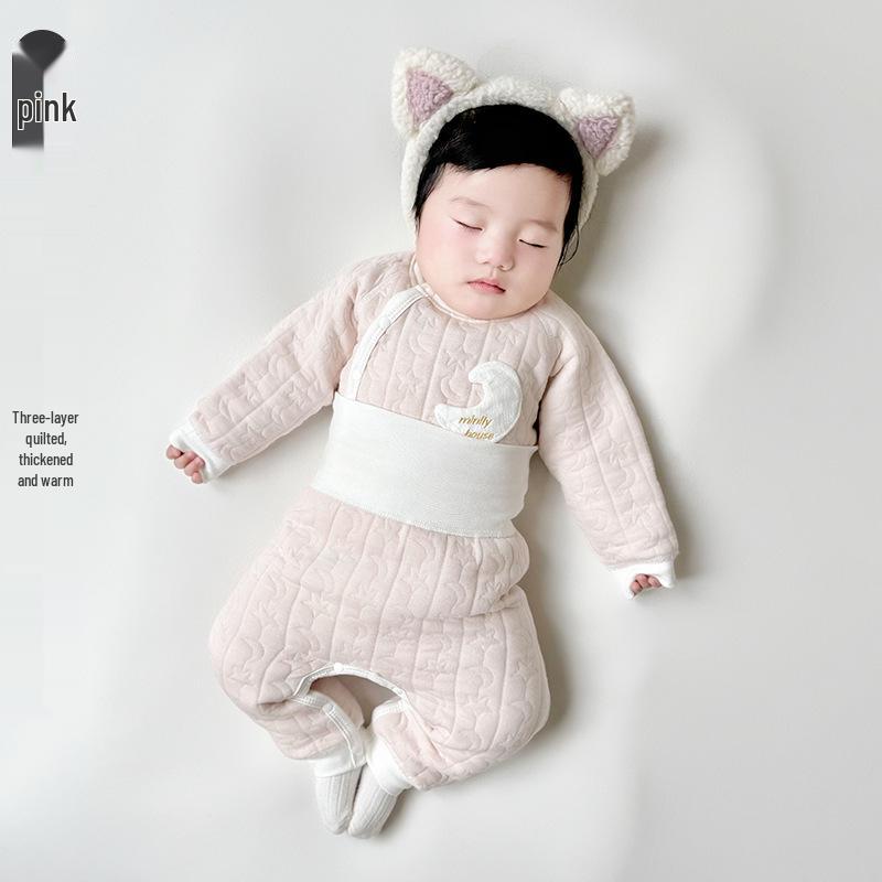 Jingqi Kids Quilted Cotton Warm Two-Piece Set for Boys and Girls - Autumn/Winter Underwear and Pants