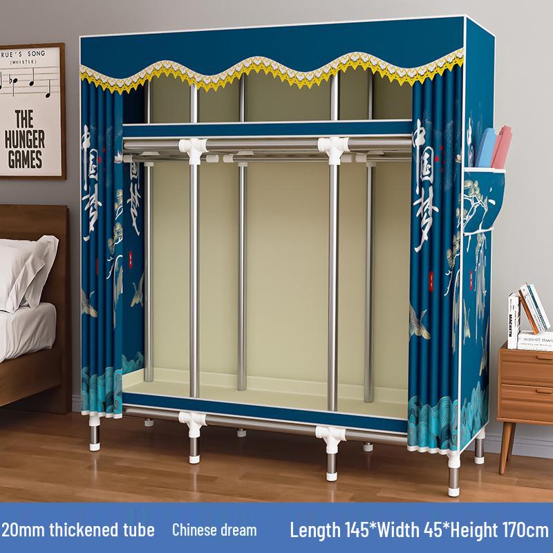 Thickened Steel Pipe Fabric Wardrobe for Dorm or Bedroom Storage