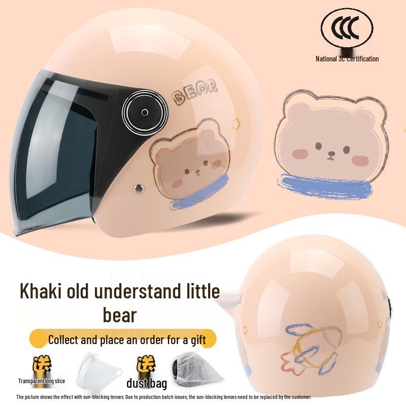 Universal 3C Certified Motorcycle Helmet for All Seasons - Cute, Safe, Sun-Protected, Unisex Half Helmet for Summer and Fall/Winter