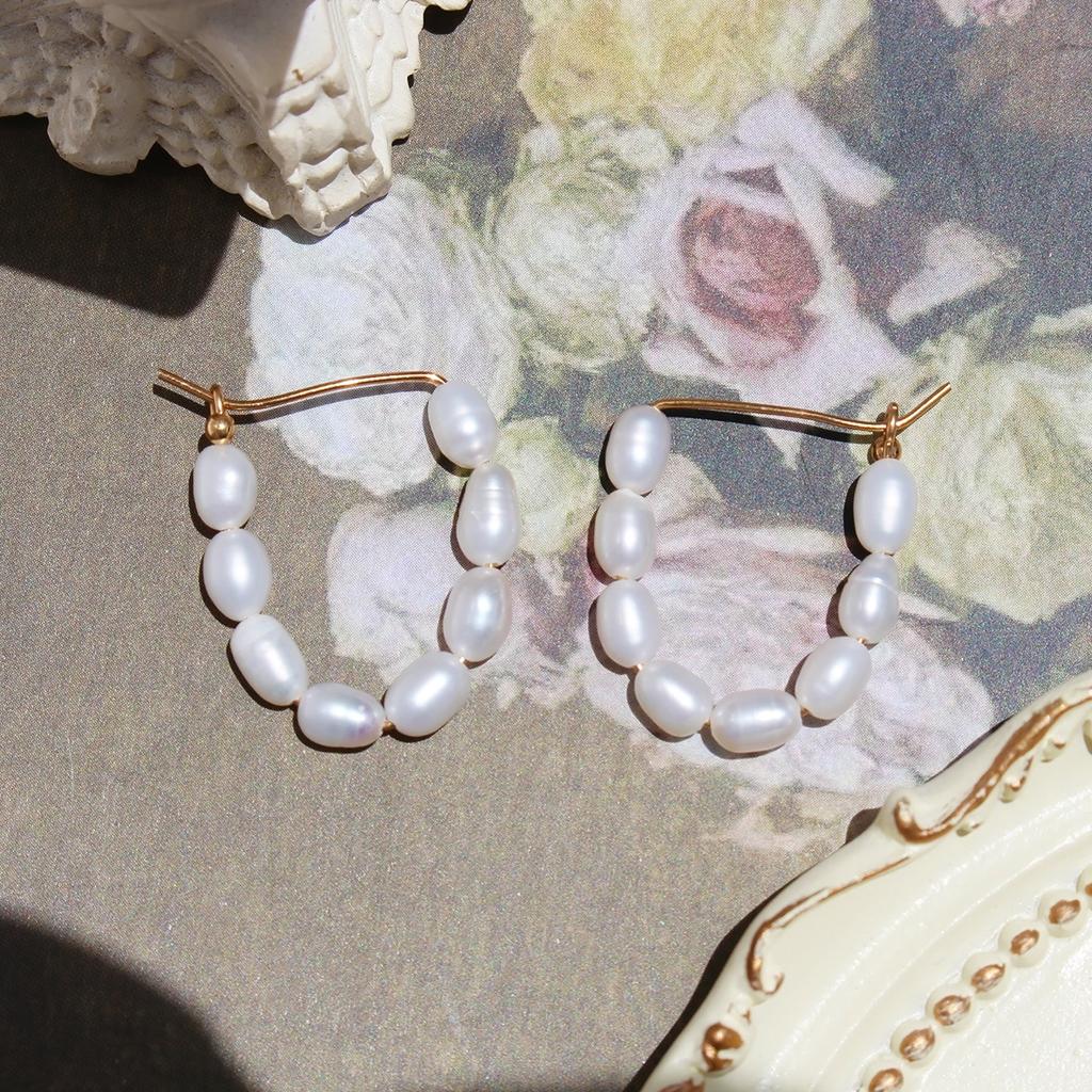 Original Handmade U-Shaped Natural Freshwater Pearl Beaded Earrings Women'S Light Luxury Premium Commuter Earrings A11