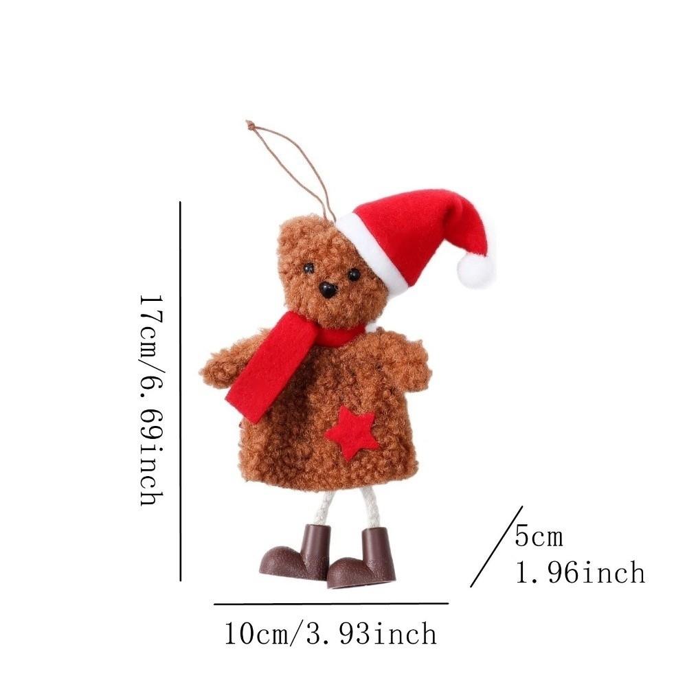 Creative Cartoon Christmas Bear Pendant DIY Soft Plush Bear Decoration Exquisite Bear Door Hanging Holiday Decor