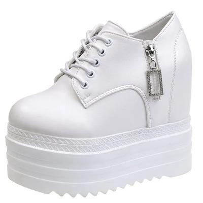 Mode 2024 talons cachés femmes plate-forme baskets compensées dames cuir doré blanc chaussures femme Krasovki Tenis Feminino décontracté 12CM