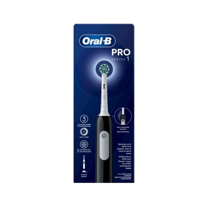 Brosse à dents électrique - ORAL-B - Pro 1 Cross Action - Noir - Portable - Douce