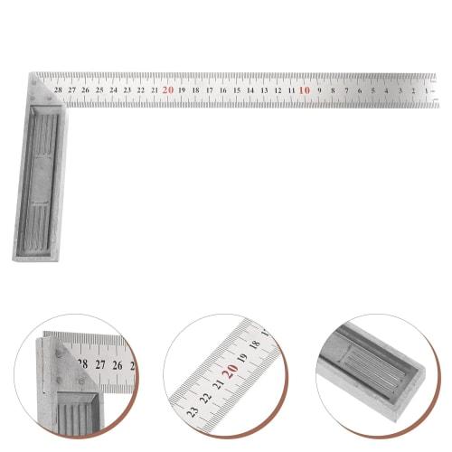 LEDMOMO Stainless Steel Right Angle Ruler for Carpentry, Right Angle, Multi-Purpose Square, Straight Ruler, Metal Square Ruler, Silver, Curved Ruler,