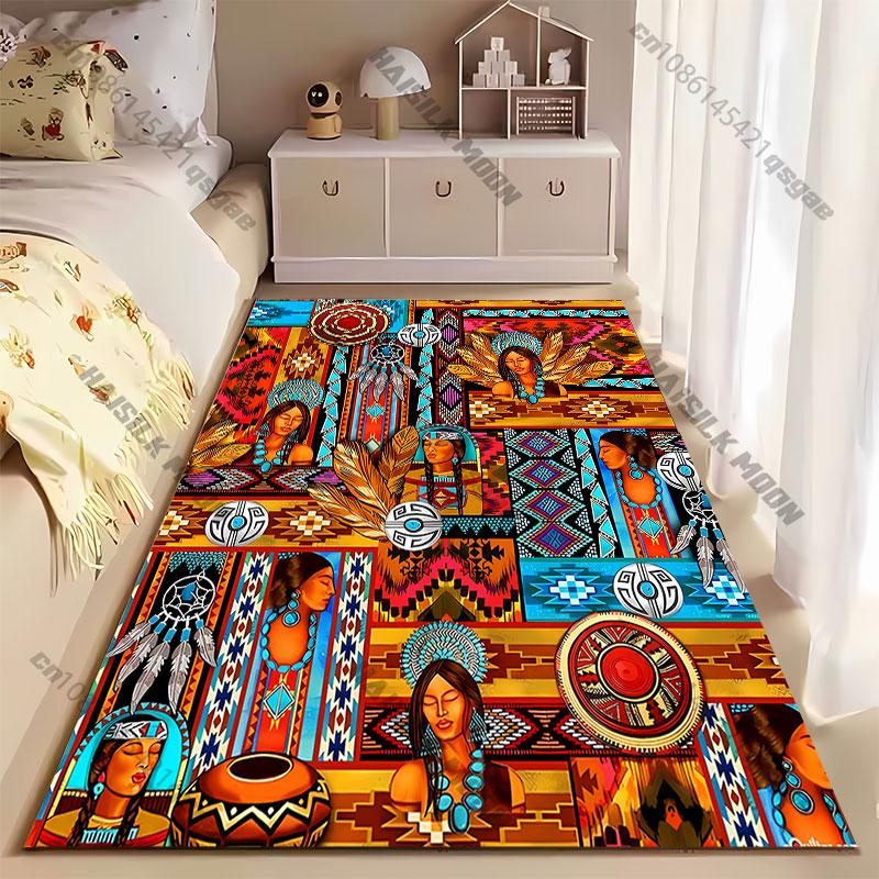 Native art culture vibrant patterns carpet Yoga living room room decor children's crawling mat doormat area rug games mat