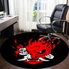 1pc Flame Demon "Gothic Skull" Office Round Area Rug, Under Office Chairs Bedroom Living Room Home Decor, Room Deco