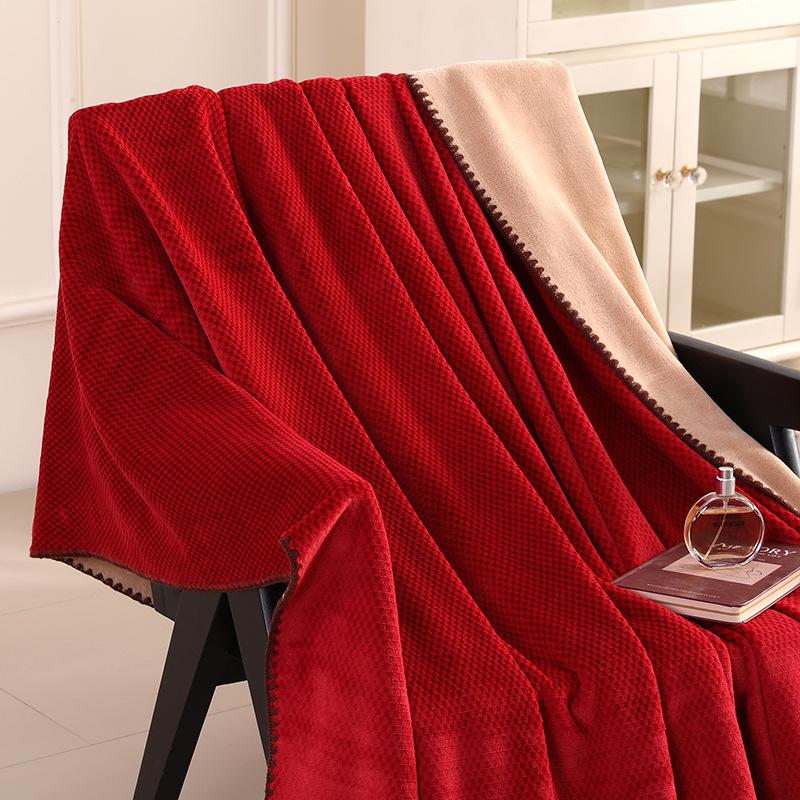 Solid color brocade full matte jacquard blanket soft and comfortable office nap skin-friendly blanket for all seasons
