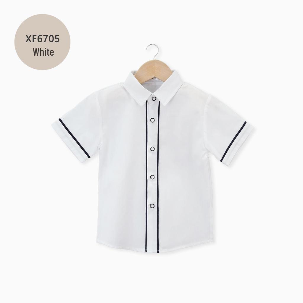 Kids' Summer White Collared Short-Sleeve Shirt - Primary School Uniform